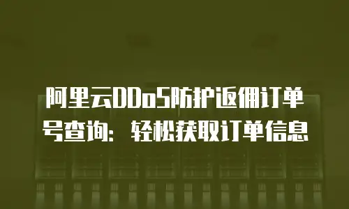 阿里云DDoS防护返佣订单号查询：轻松获取订单信息