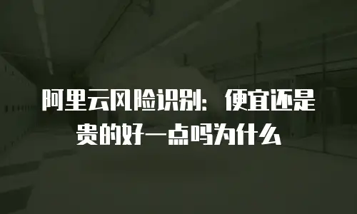 阿里云风险识别：便宜还是贵的好一点吗为什么