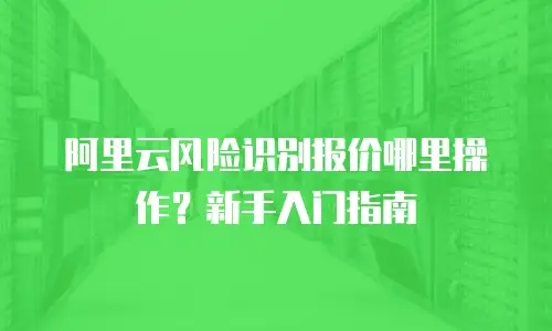 阿里云风险识别报价哪里操作？新手入门指南