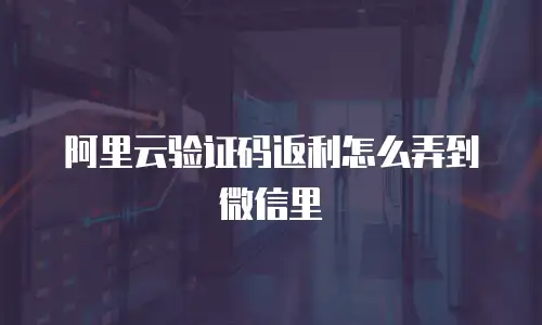 阿里云验证码返利怎么弄到微信里