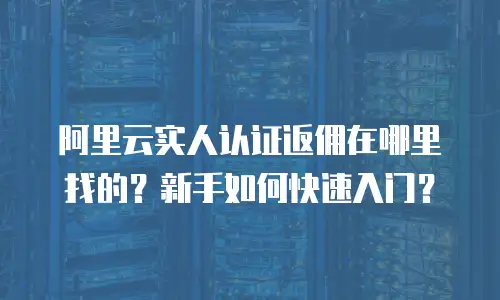阿里云实人认证返佣在哪里找的？新手如何快速入门？