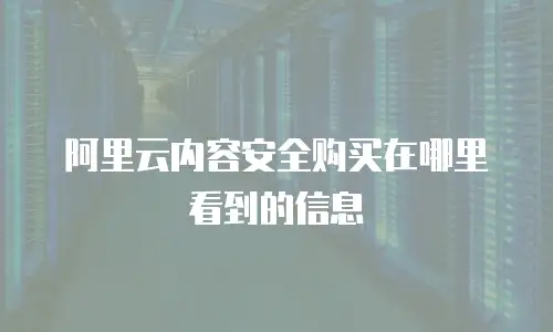 阿里云内容安全购买在哪里看到的信息
