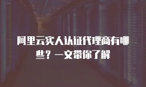 阿里云实人认证代理商有哪些？一文带你了解