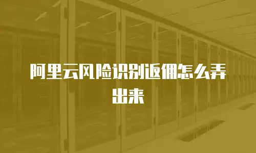 阿里云风险识别返佣怎么弄出来