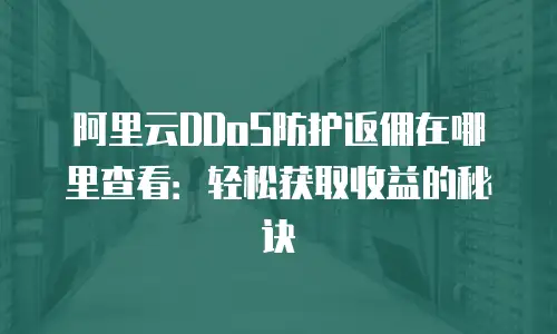 阿里云DDoS防护返佣在哪里查看：轻松获取收益的秘诀