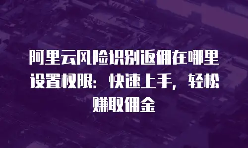 阿里云风险识别返佣在哪里设置权限：快速上手，轻松赚取佣金