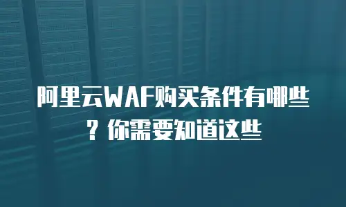 阿里云WAF购买条件有哪些？你需要知道这些