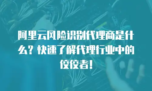 阿里云风险识别代理商是什么？快速了解代理行业中的佼佼者！