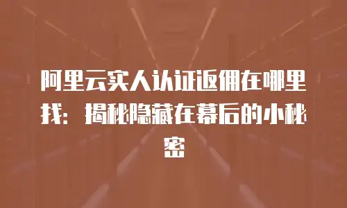 阿里云实人认证返佣在哪里找：揭秘隐藏在幕后的小秘密