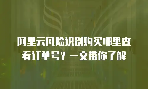 阿里云风险识别购买哪里查看订单号？一文带你了解