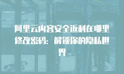 阿里云内容安全返利在哪里修改密码：解锁你的隐私世界