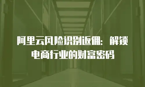 阿里云风险识别返佣：解锁电商行业的财富密码