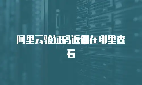 阿里云验证码返佣在哪里查看