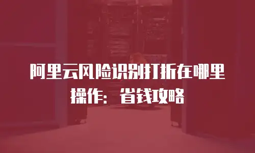 阿里云风险识别打折在哪里操作：省钱攻略