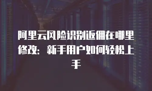 阿里云风险识别返佣在哪里修改：新手用户如何轻松上手