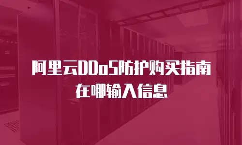 阿里云DDoS防护购买指南在哪输入信息