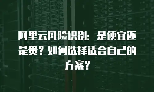 阿里云风险识别：是便宜还是贵？如何选择适合自己的方案？