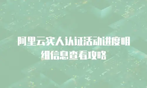 阿里云实人认证活动进度明细信息查看攻略