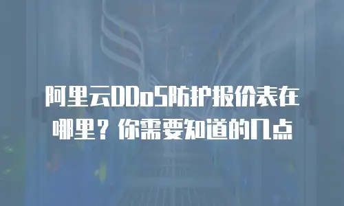 阿里云DDoS防护报价表在哪里？你需要知道的几点