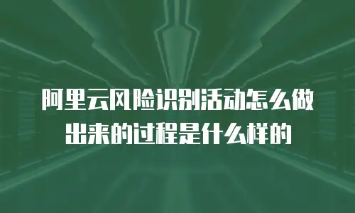 阿里云风险识别活动怎么做出来的过程是什么样的