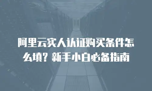 阿里云实人认证购买条件怎么填？新手小白必备指南
