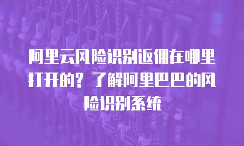 阿里云风险识别返佣在哪里打开的? 了解阿里巴巴的风险识别系统