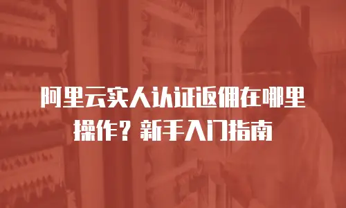 阿里云实人认证返佣在哪里操作？新手入门指南