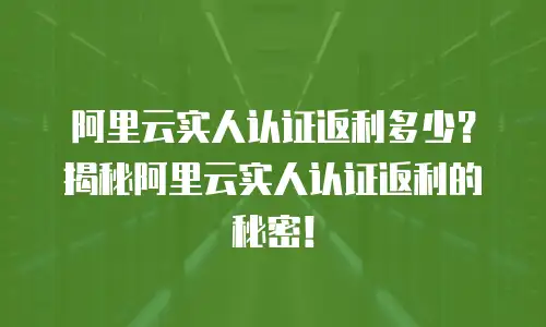 阿里云实人认证返利多少？揭秘阿里云实人认证返利的秘密！