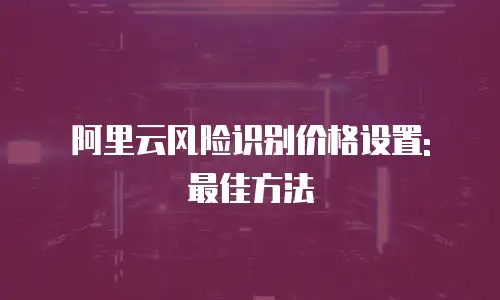 阿里云风险识别价格设置: 最佳方法
