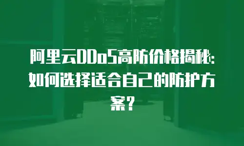 阿里云DDoS高防价格揭秘：如何选择适合自己的防护方案？