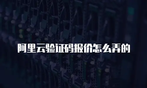 阿里云验证码报价怎么弄的