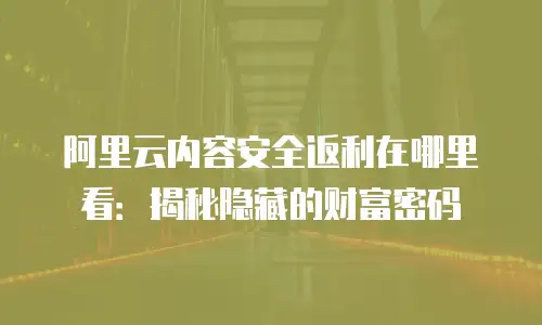 阿里云内容安全返利在哪里看：揭秘隐藏的财富密码