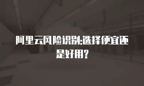 阿里云风险识别:选择便宜还是好用?