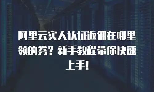 阿里云实人认证返佣在哪里领的券？新手教程带你快速上手！