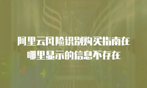 阿里云风险识别购买指南在哪里显示的信息不存在