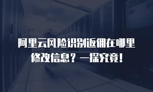 阿里云风险识别返佣在哪里修改信息？一探究竟！