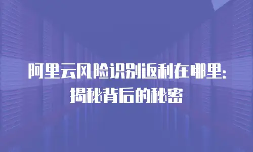 阿里云风险识别返利在哪里：揭秘背后的秘密