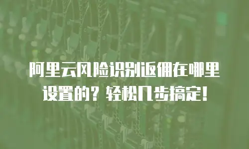 阿里云风险识别返佣在哪里设置的？轻松几步搞定！