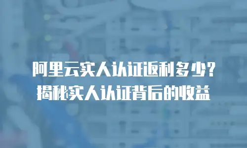 阿里云实人认证返利多少？揭秘实人认证背后的收益