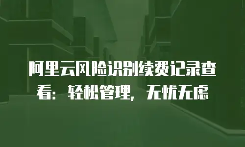 阿里云风险识别续费记录查看：轻松管理，无忧无虑