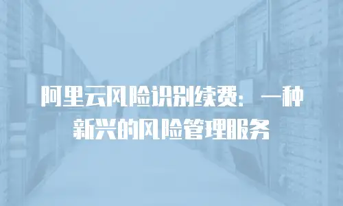 阿里云风险识别续费：一种新兴的风险管理服务