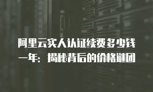 阿里云实人认证续费多少钱一年：揭秘背后的价格谜团