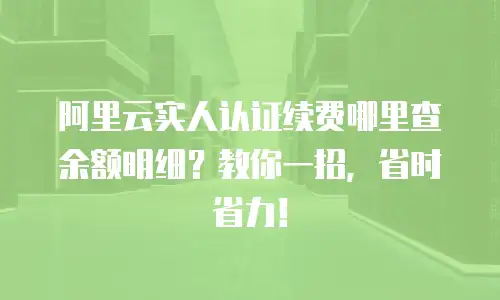 阿里云实人认证续费哪里查余额明细？教你一招，省时省力！