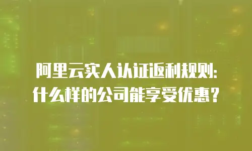 阿里云实人认证返利规则：什么样的公司能享受优惠？