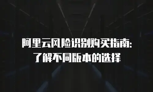 阿里云风险识别购买指南：了解不同版本的选择