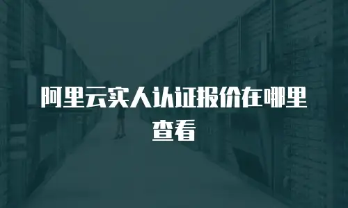 阿里云实人认证报价在哪里查看