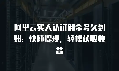 阿里云实人认证佣金多久到账：快速提现，轻松获取收益