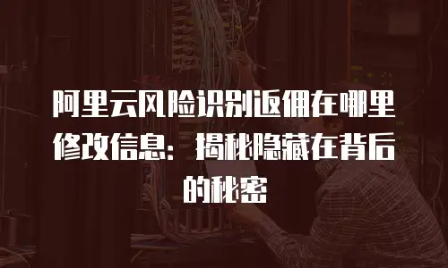 阿里云风险识别返佣在哪里修改信息：揭秘隐藏在背后的秘密