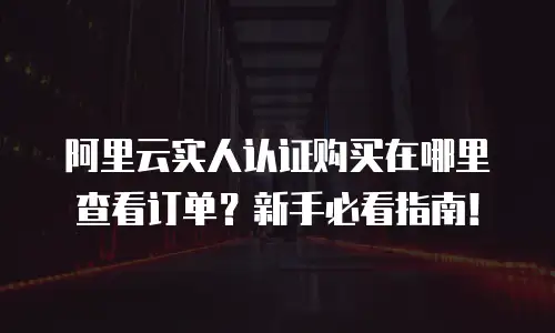 阿里云实人认证购买在哪里查看订单？新手必看指南！