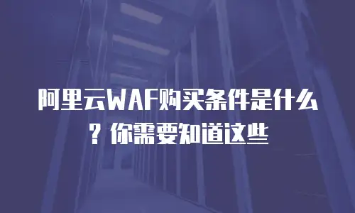 阿里云WAF购买条件是什么？你需要知道这些